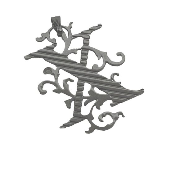 Gothic Style Initial "X" Pendant Necklace Intricate Design Silver-Tone Metal Uni - Picture 1 of 5